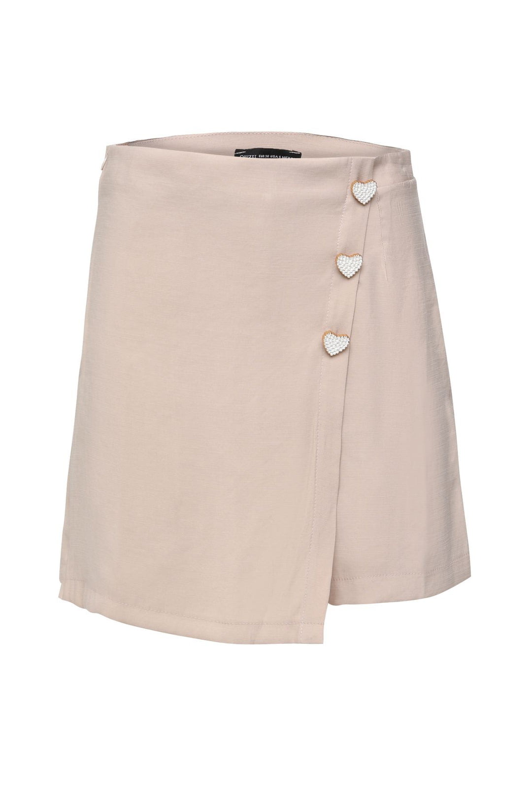 Button Accessory Skirt Shorts Beige