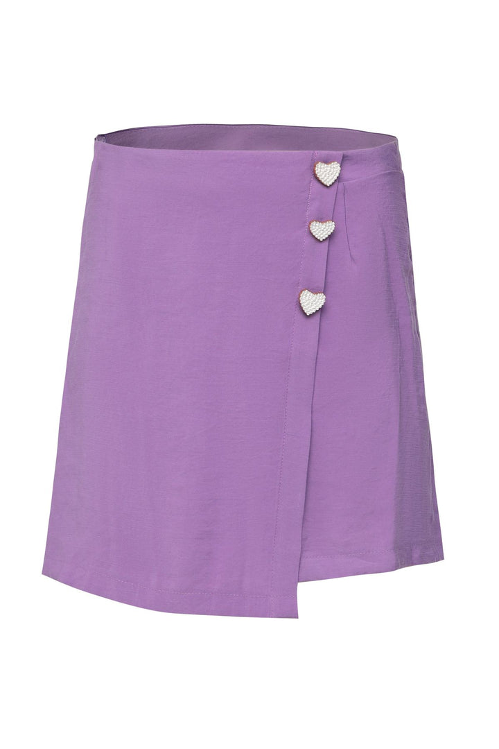 Button Accessory Skirt Shorts Dark Lilac