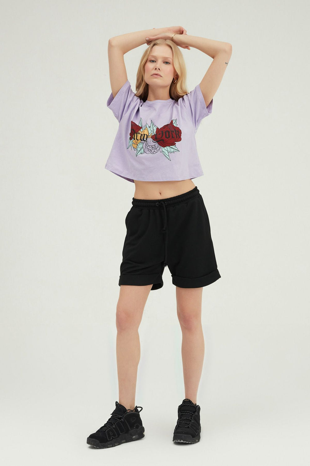 Elastic Waist Shorts Black
