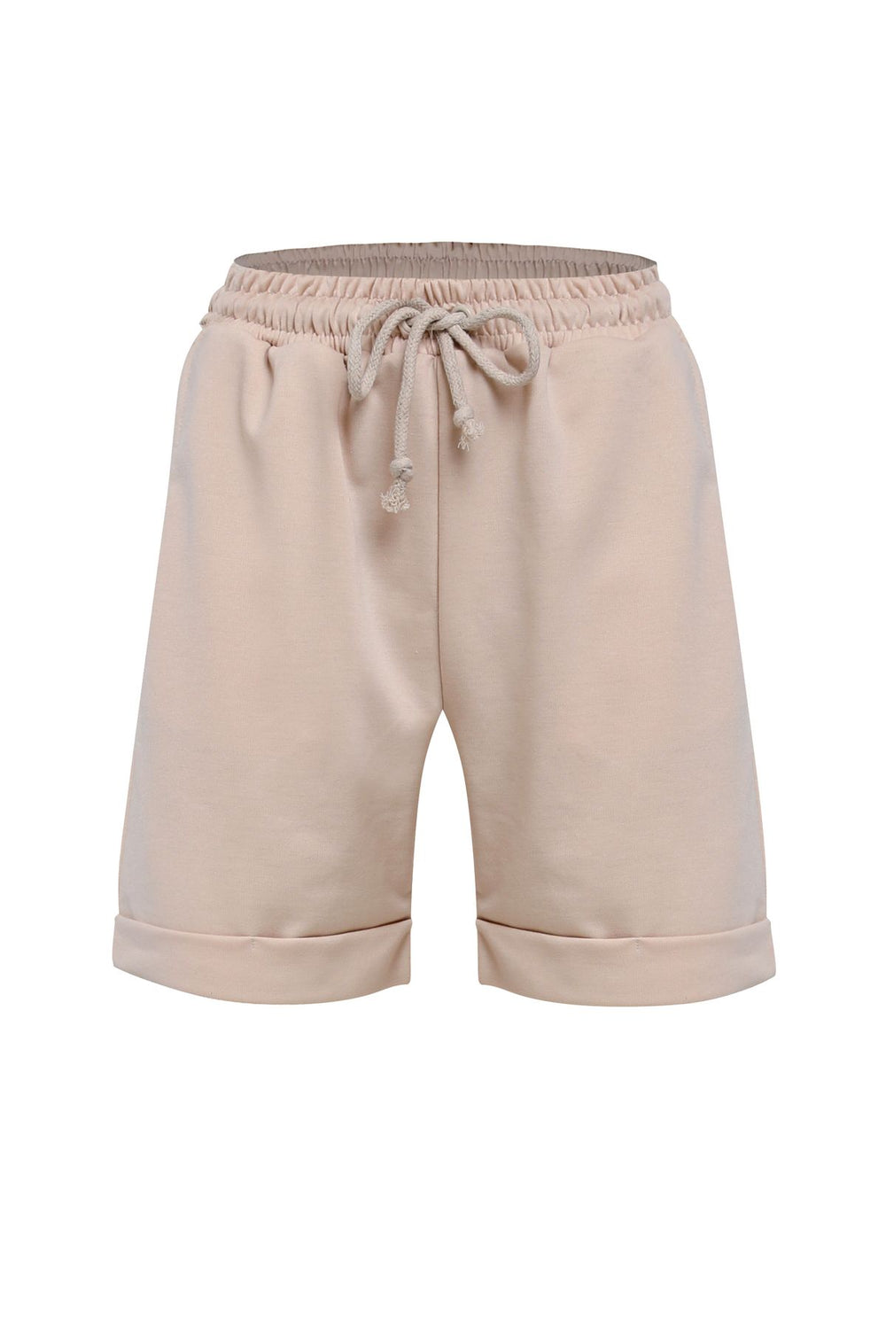 Elastic Waist Shorts Beige