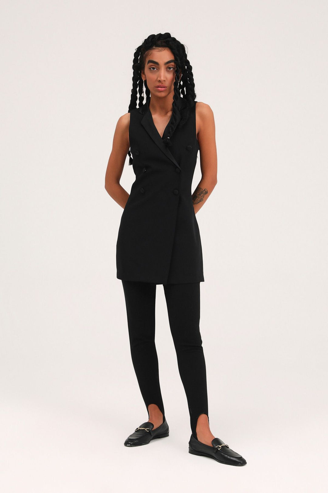 Kruvaze Yelek Ceket Siyah