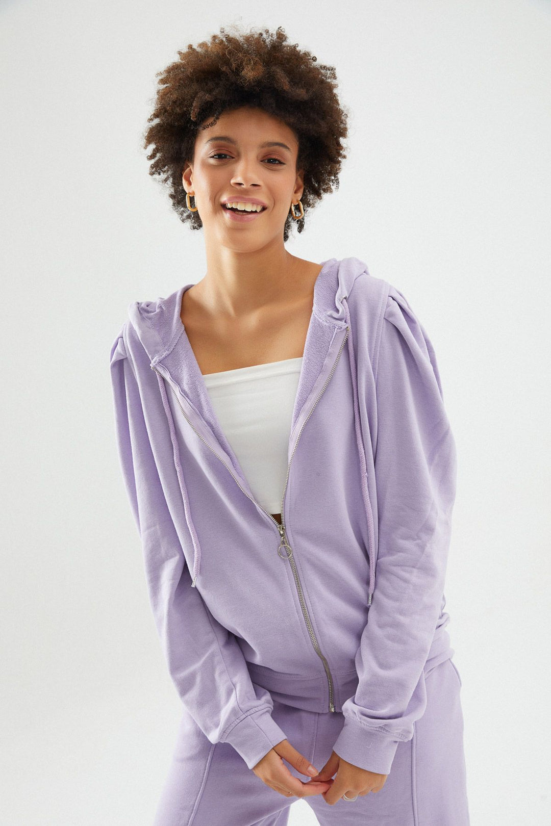Hooded Zipper Jacket Lilac