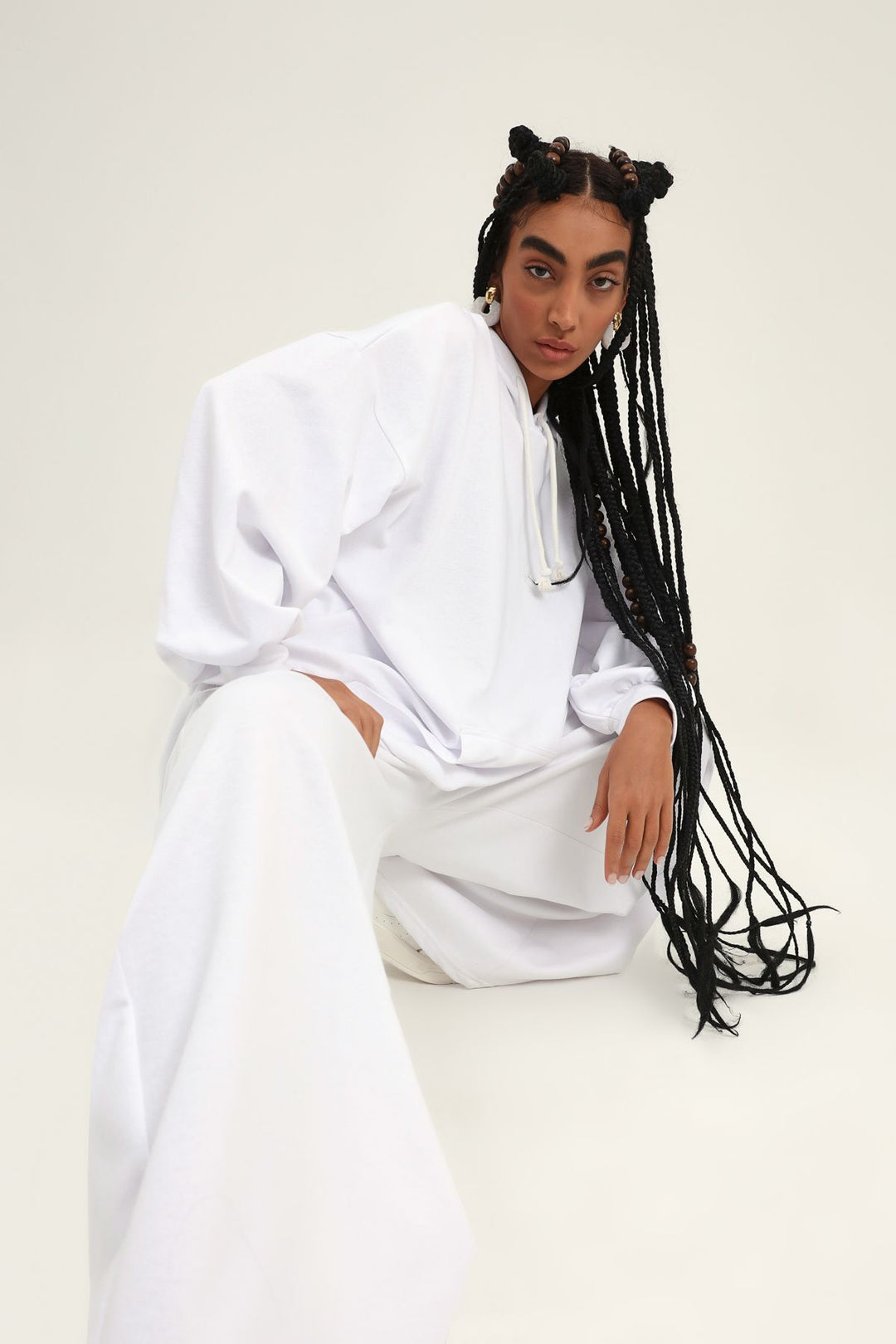 Kangaroo Pocket Hoodie Sweatshirt White