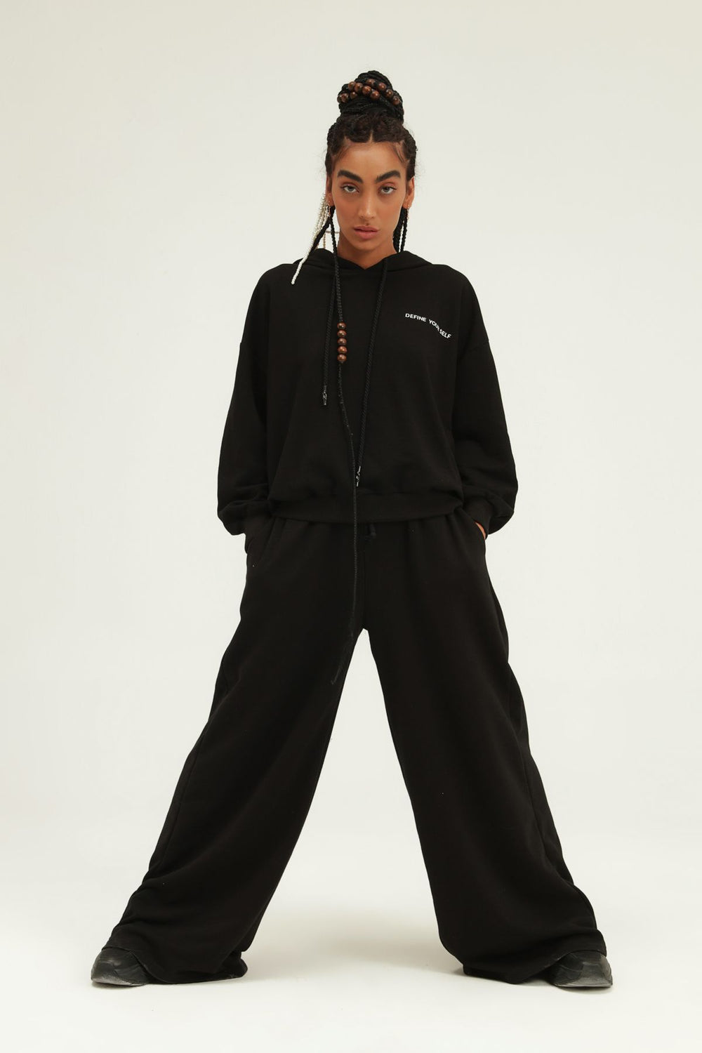 Printed Hoodie Sweatshirt Black