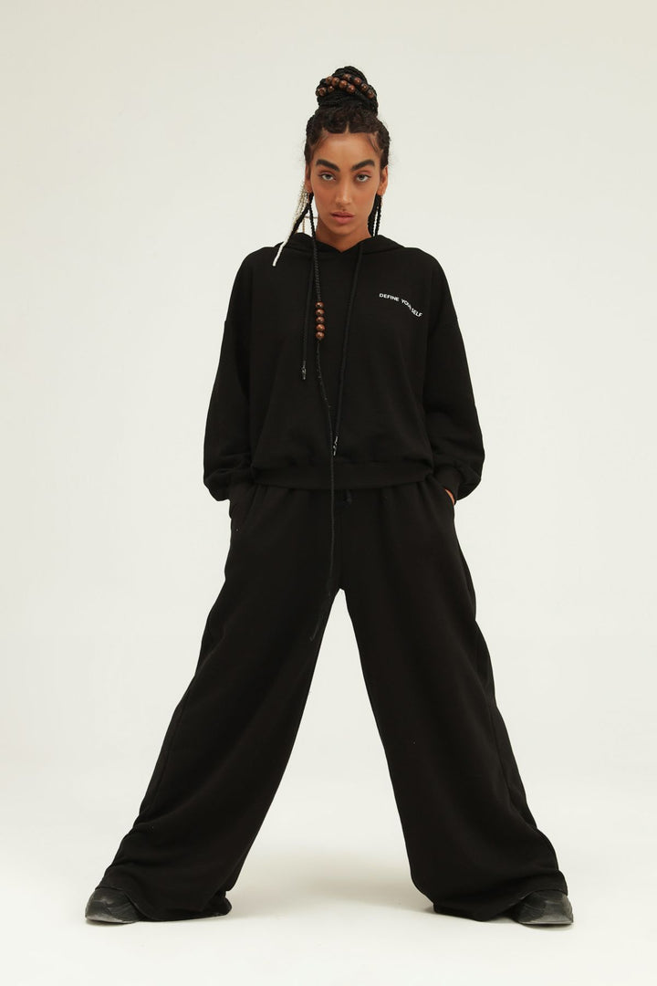 Printed Hoodie Sweatshirt Black