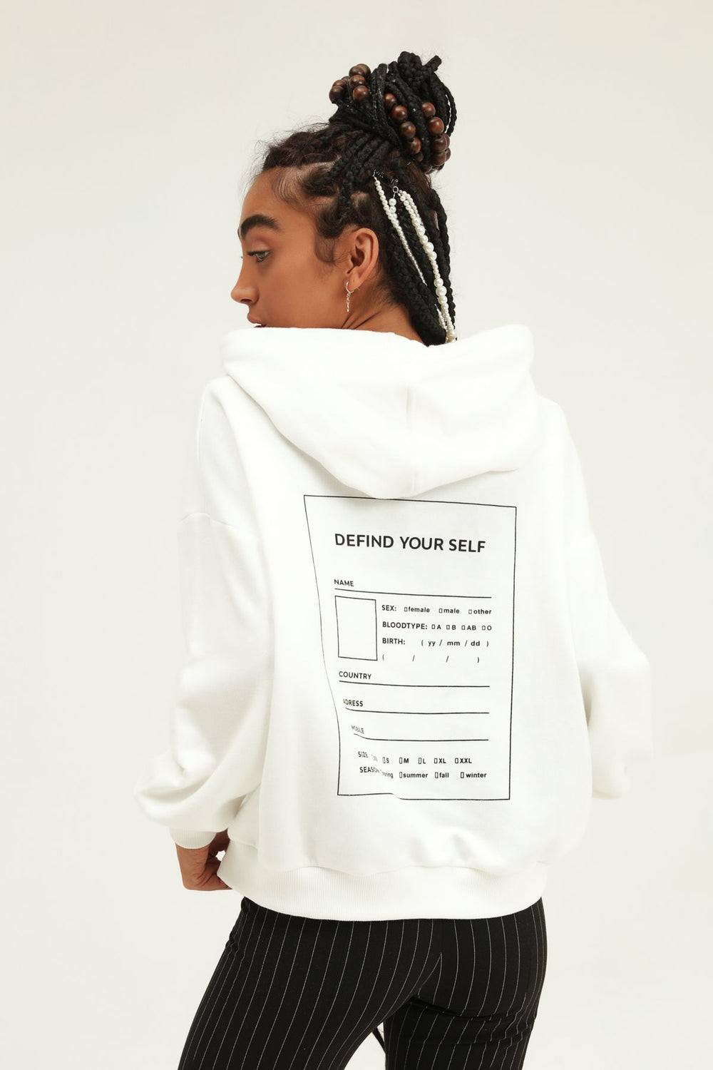 Printed Hoodie Sweatshirt White