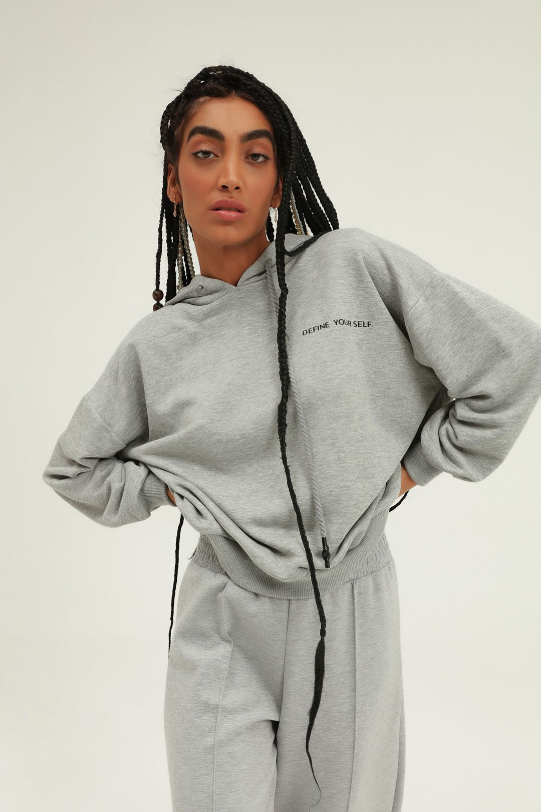 Printed Hoodie Sweatshirt Graymelange