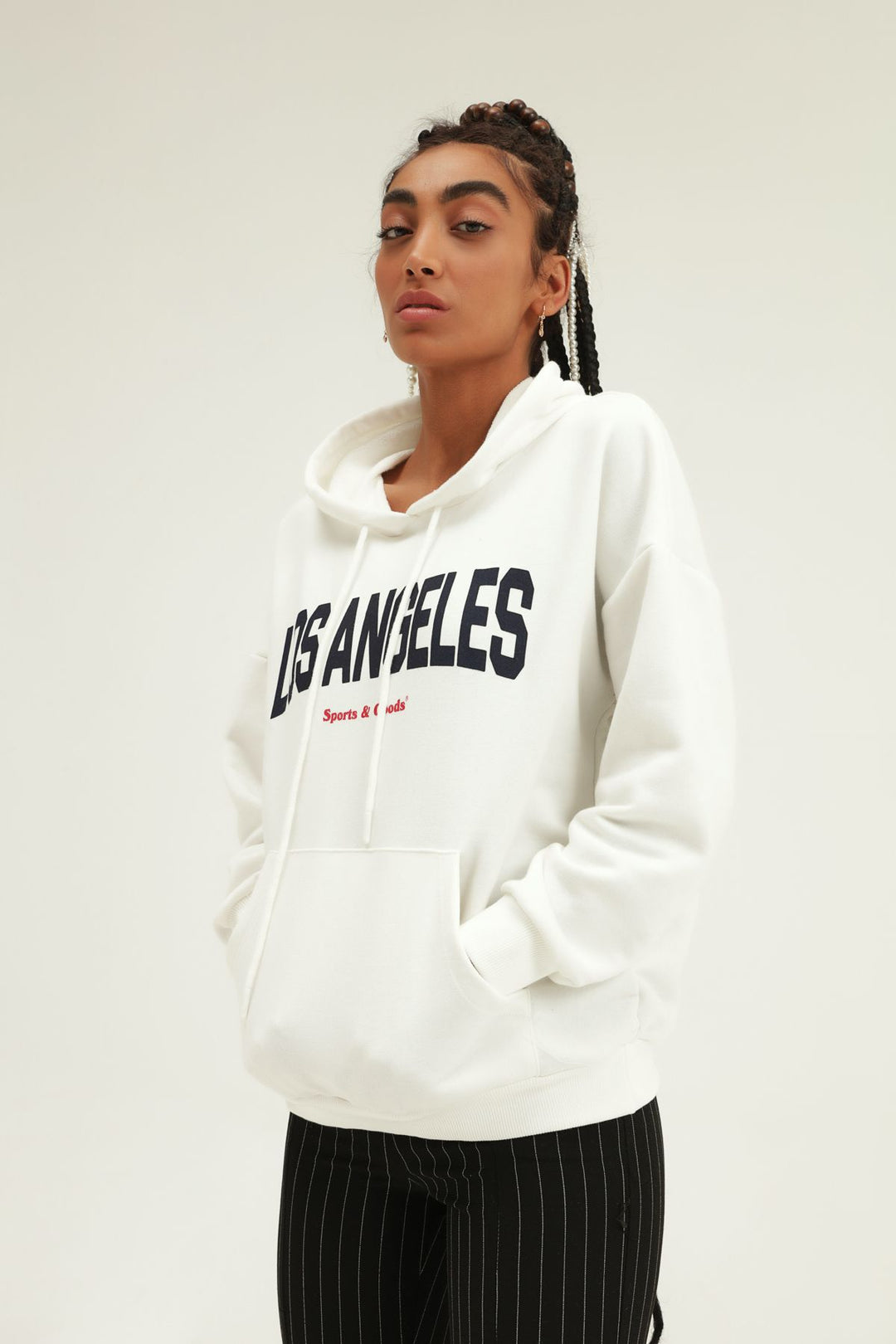 Printed Hoodie Sweatshirt White