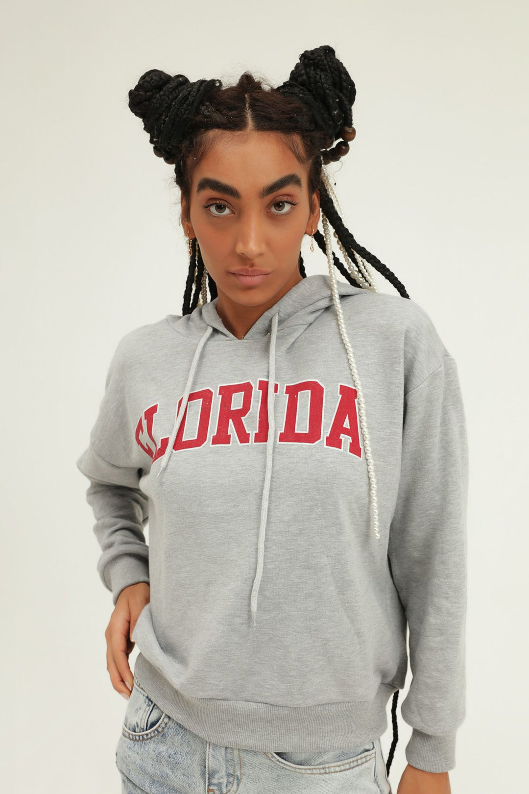 Hooded Printed Sweatshirt Graymelange