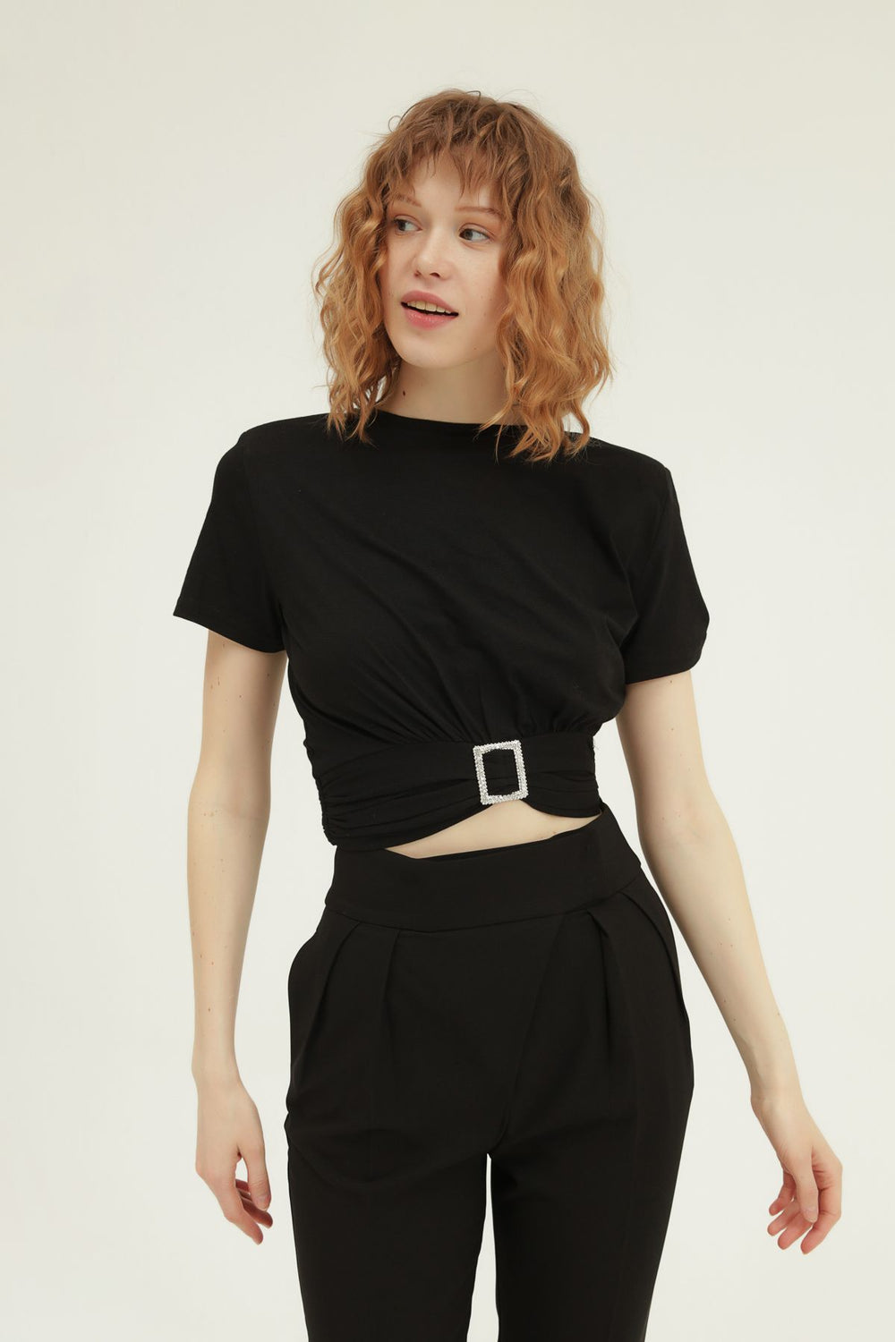 Belt Accessory Waisted T-Shirt Black