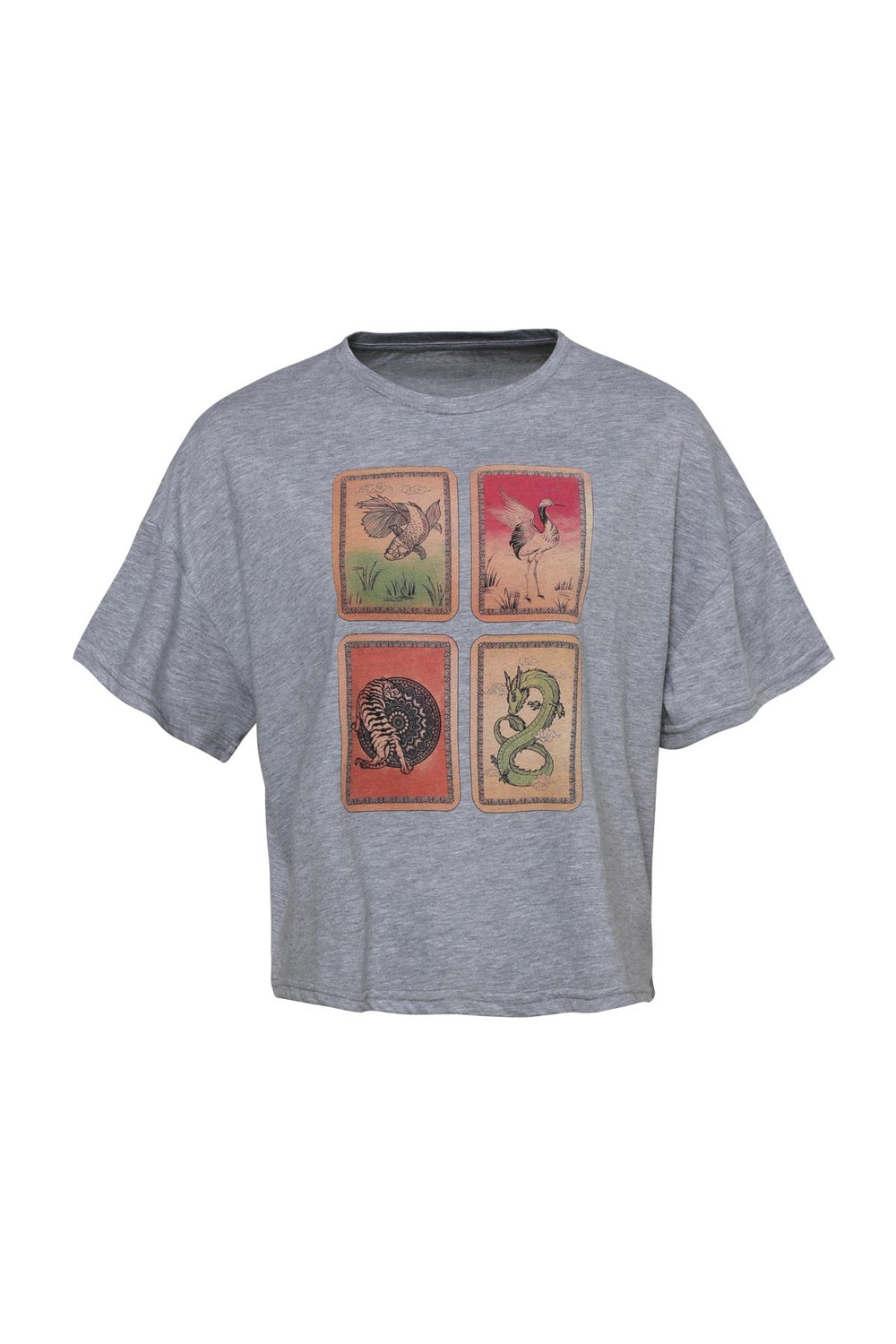 Printed Crop T-Shirt Graymelange