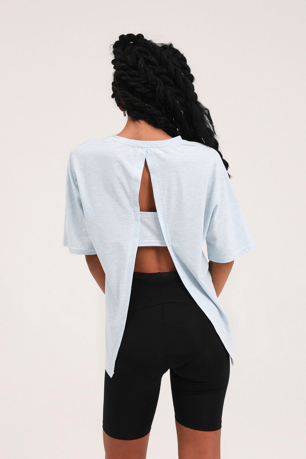 Sırt Dekolteli Tişört Bebe Mavi