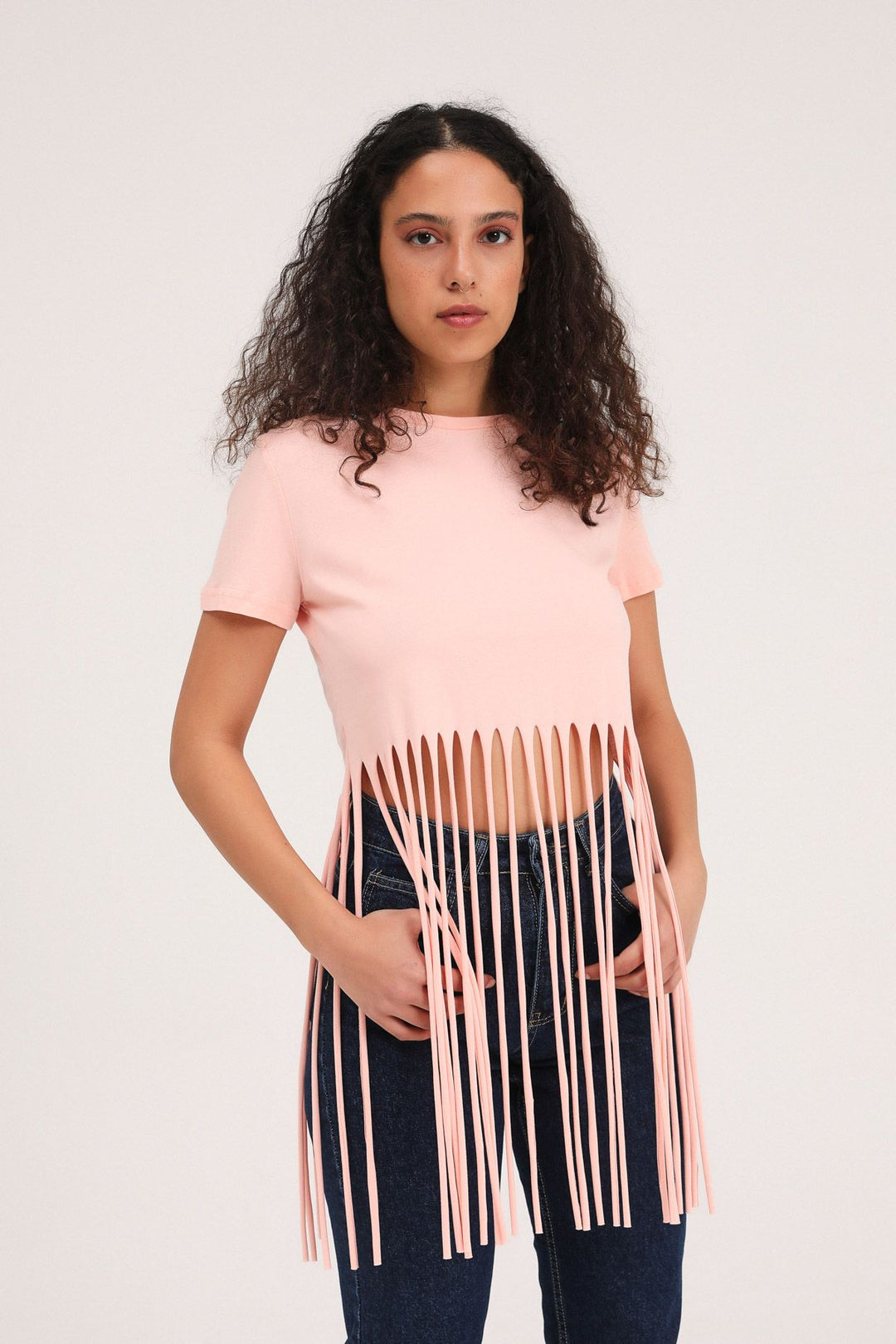 Ucu Püsküllü Tişört Somon