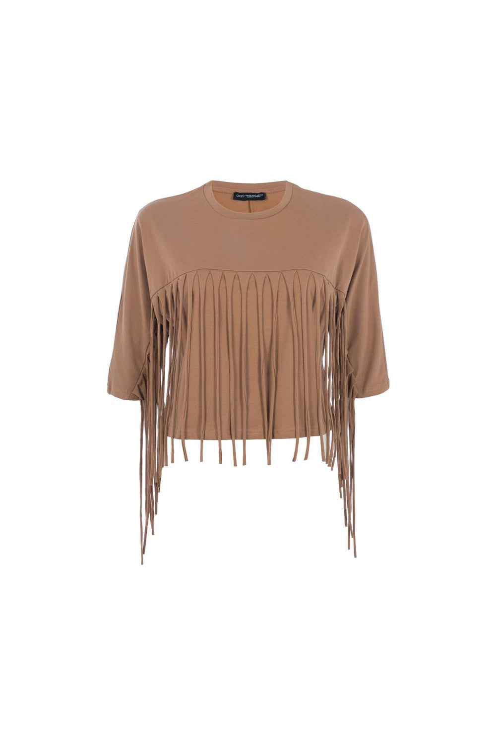 Püsküllü Tişört Kahverengi