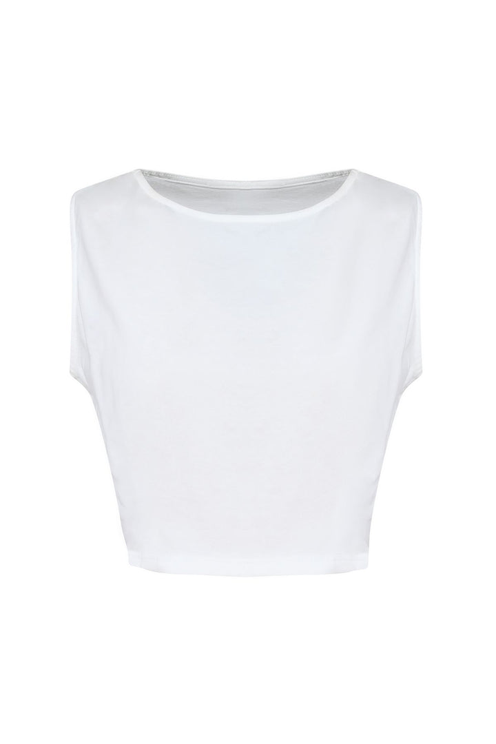 Omuzları Büzgülü Tişört Beyaz