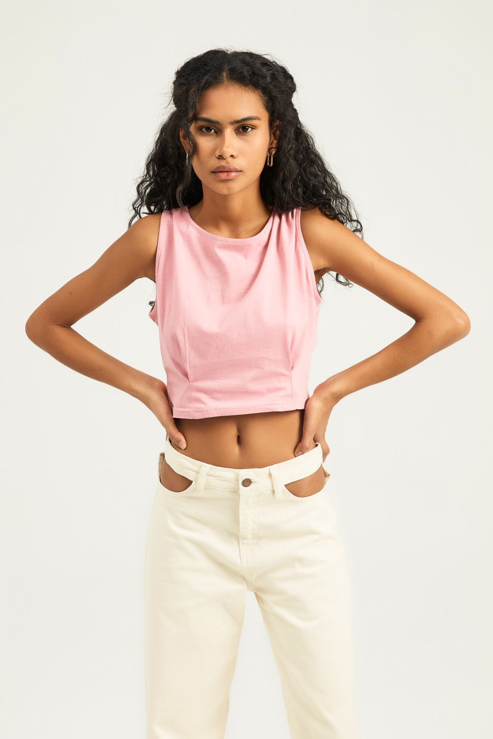 Omuzları Büzgülü Tişört Şeker Pembe