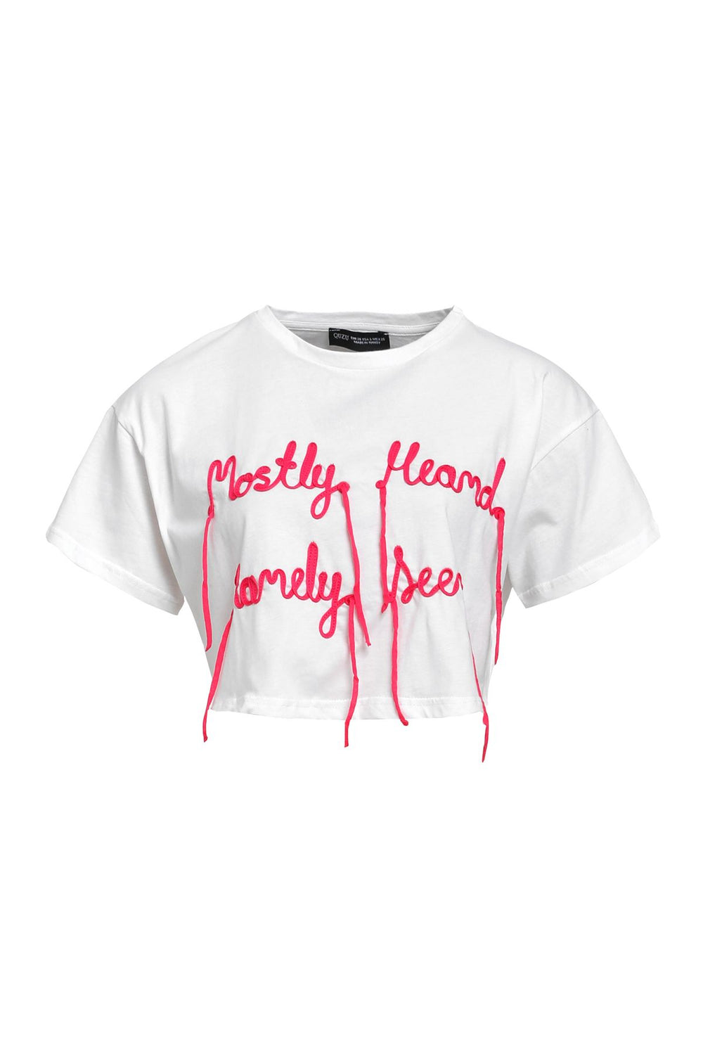 Embroidery Detailed Crop T-Shirt White