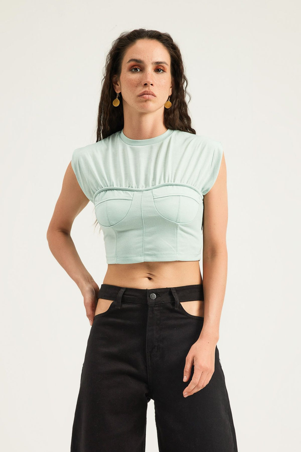 Kolsuz Crop Tişört Mint