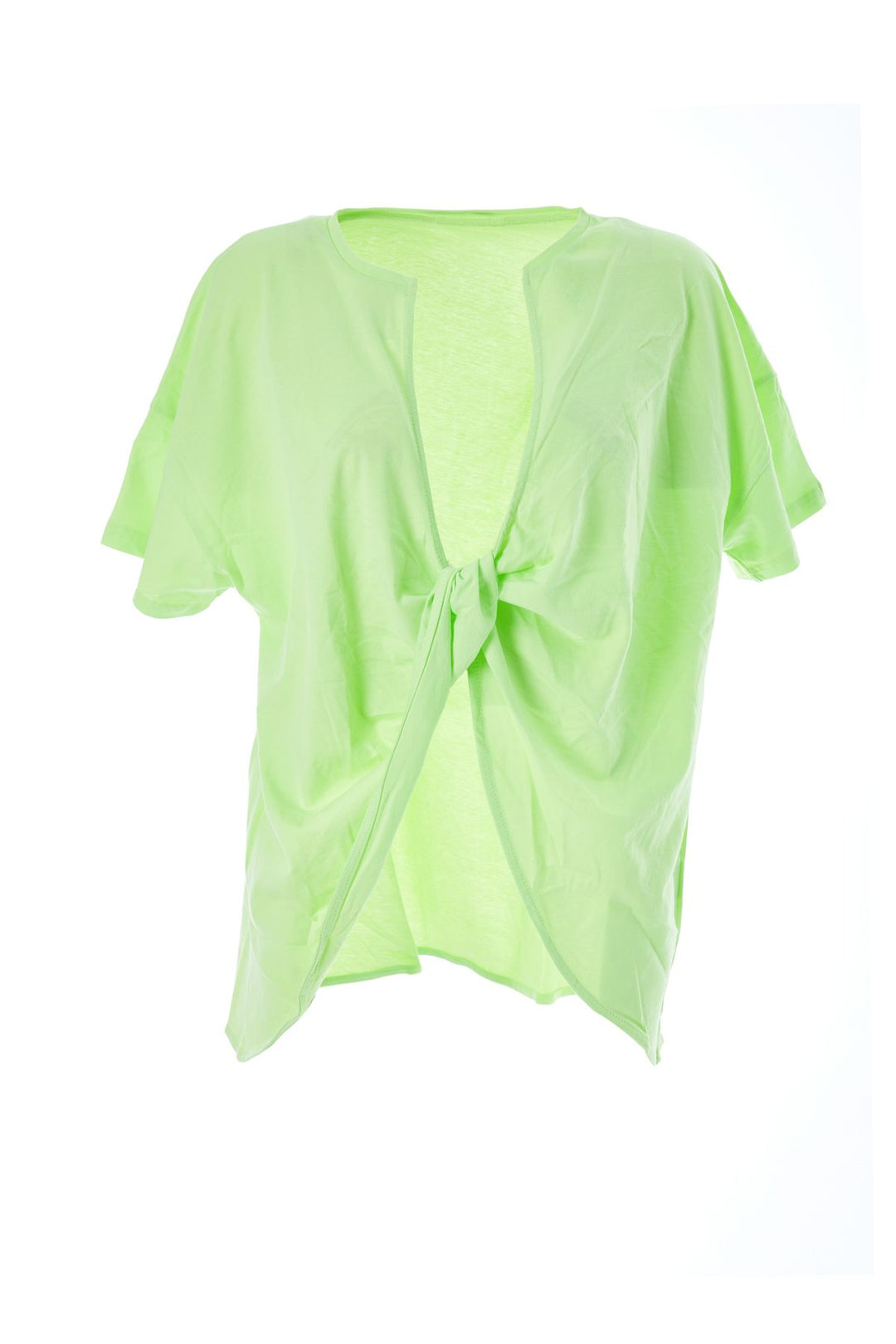 Düğüm Detaylı Tişört Neon Yeşil