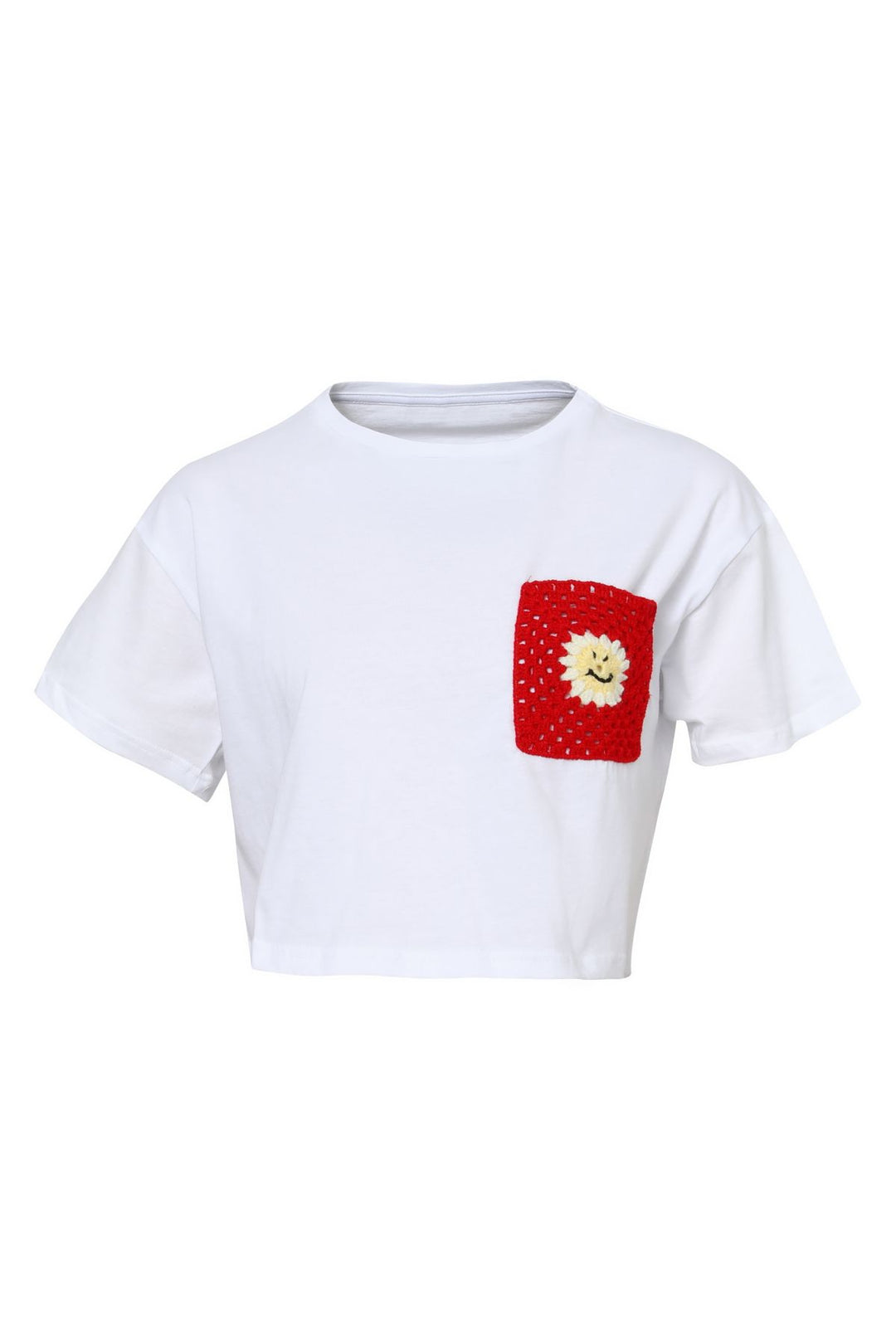 Embroidered Crop T-Shirt White