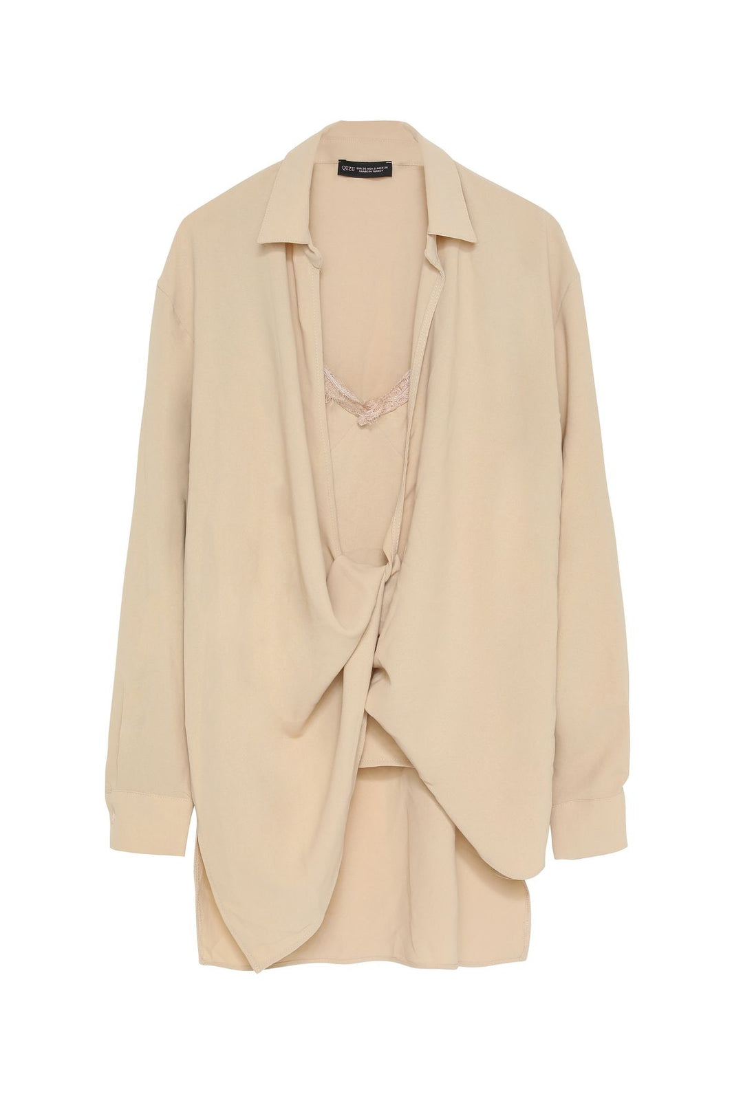 Undershirt Tie Detailed Shirt Beige