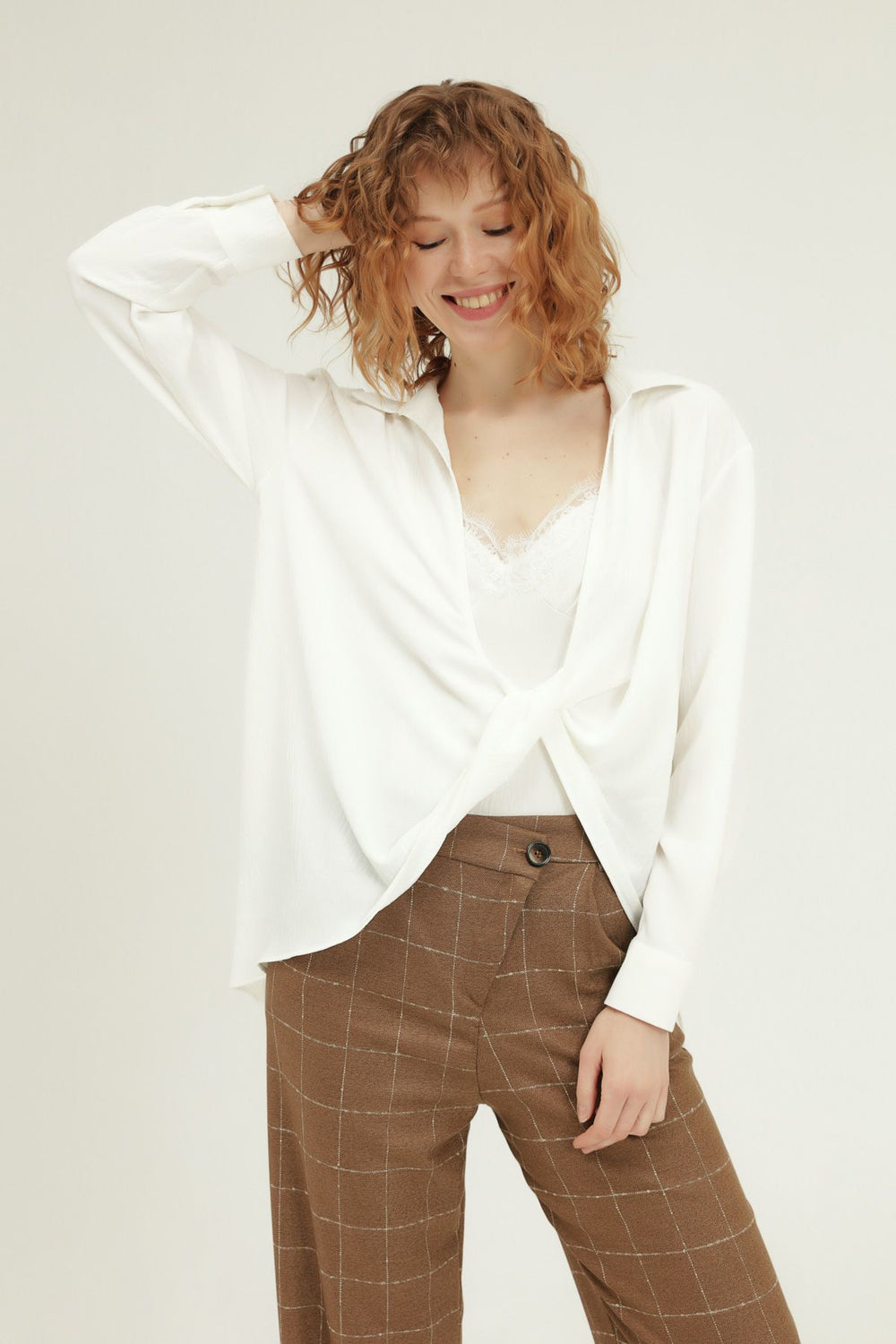 White Shirt with Undershirt and Tie Detail