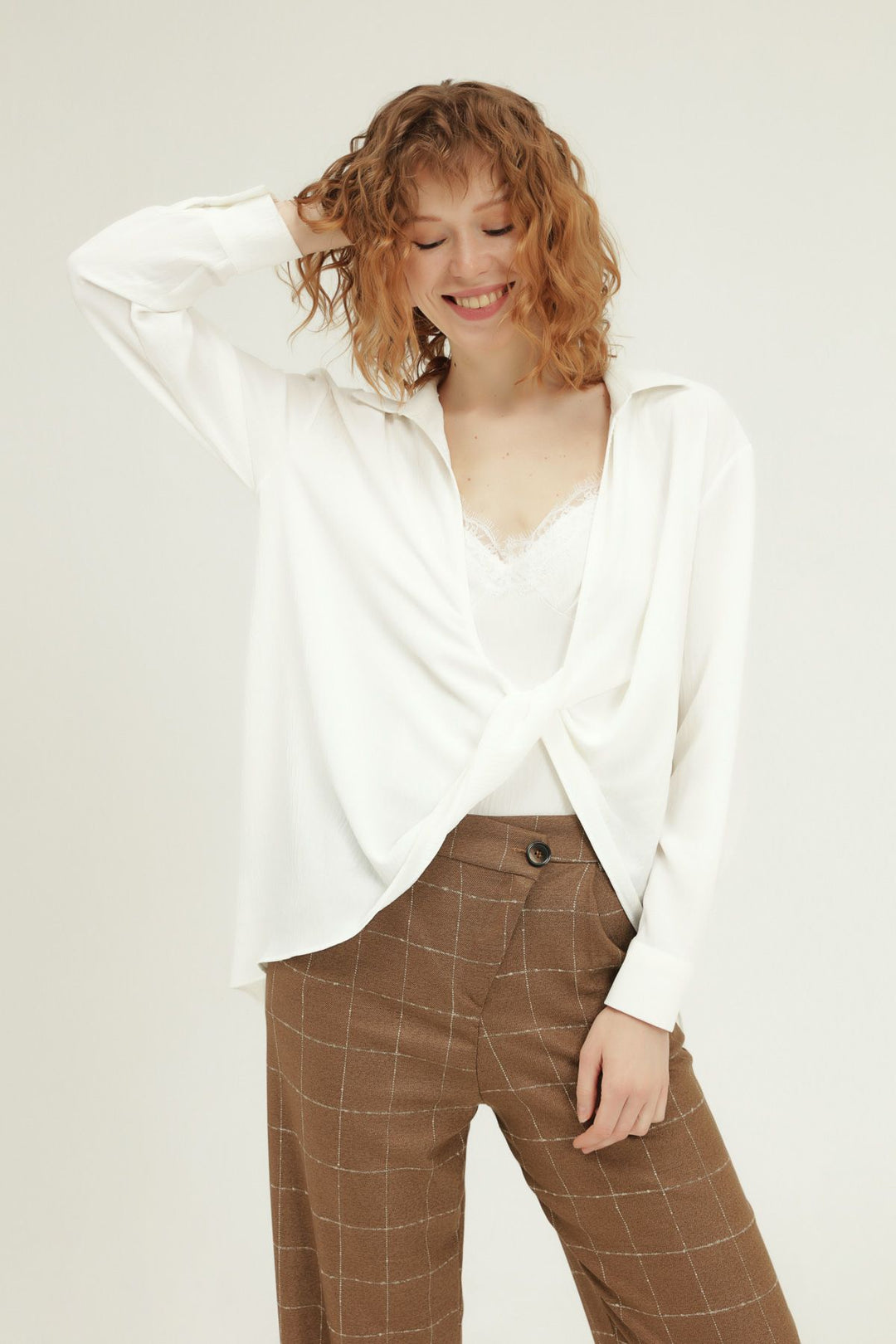 White Shirt with Undershirt and Tie Detail