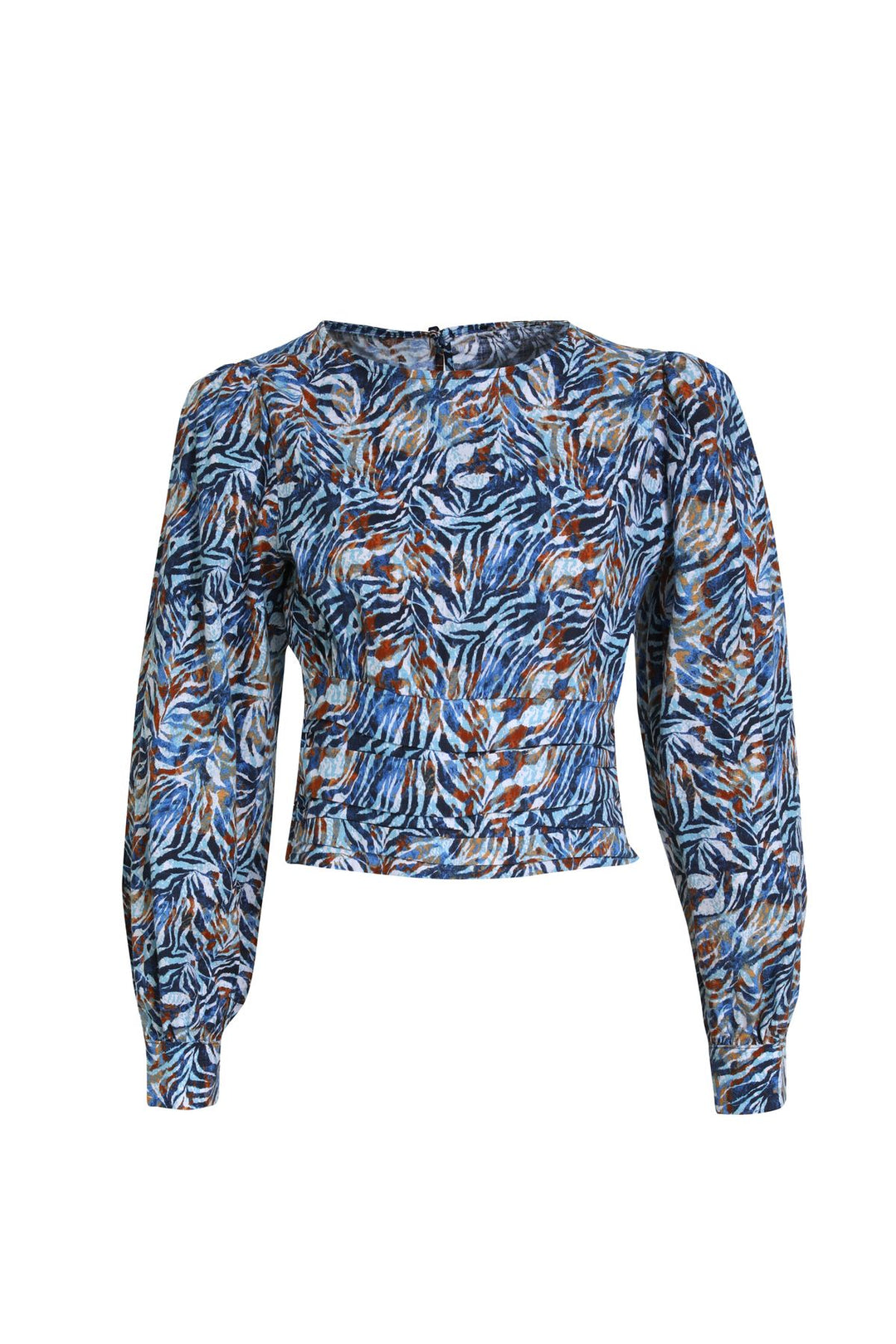Patterned Waistband Blouse Indigo