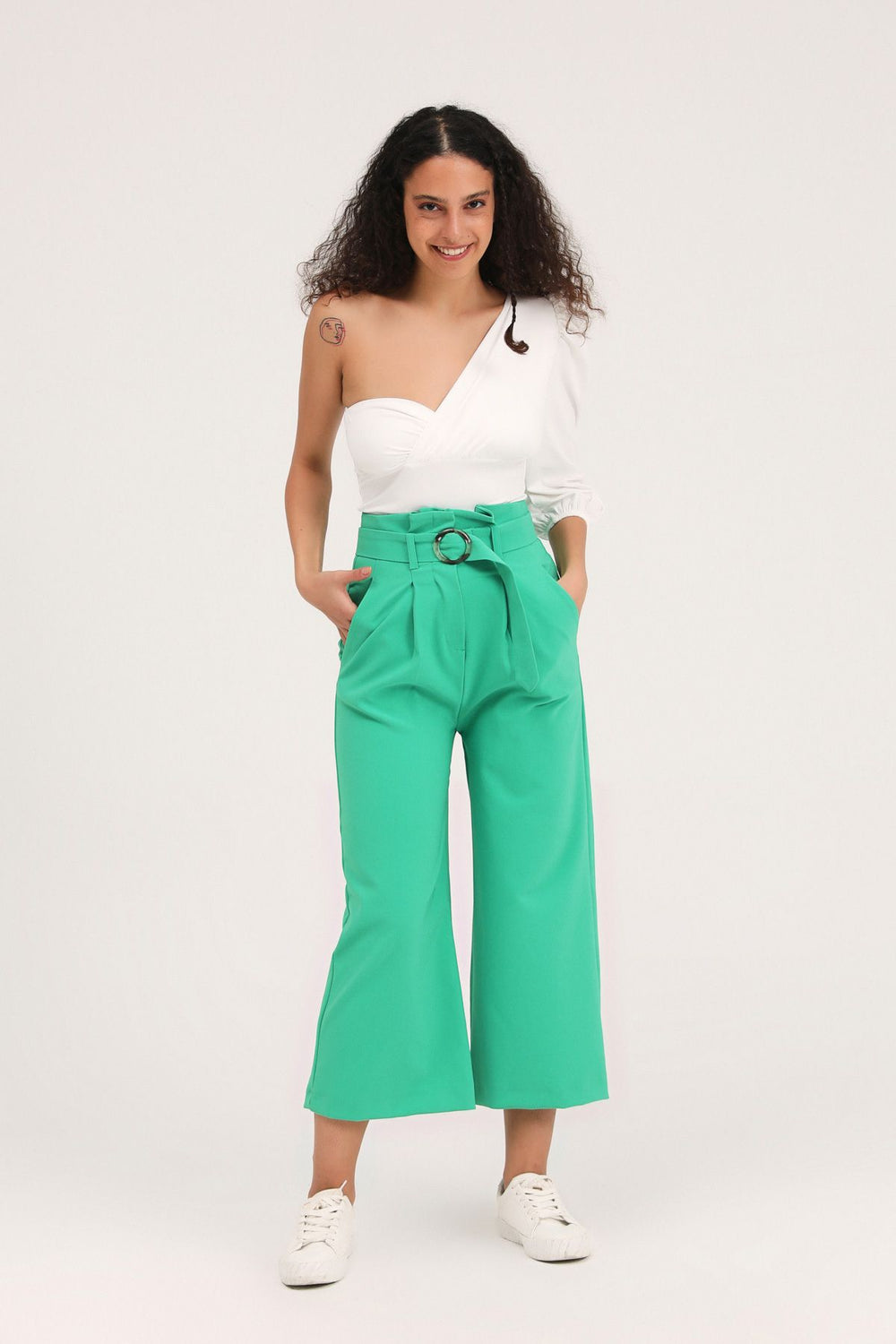 One Shoulder Bodysuit Blouse White