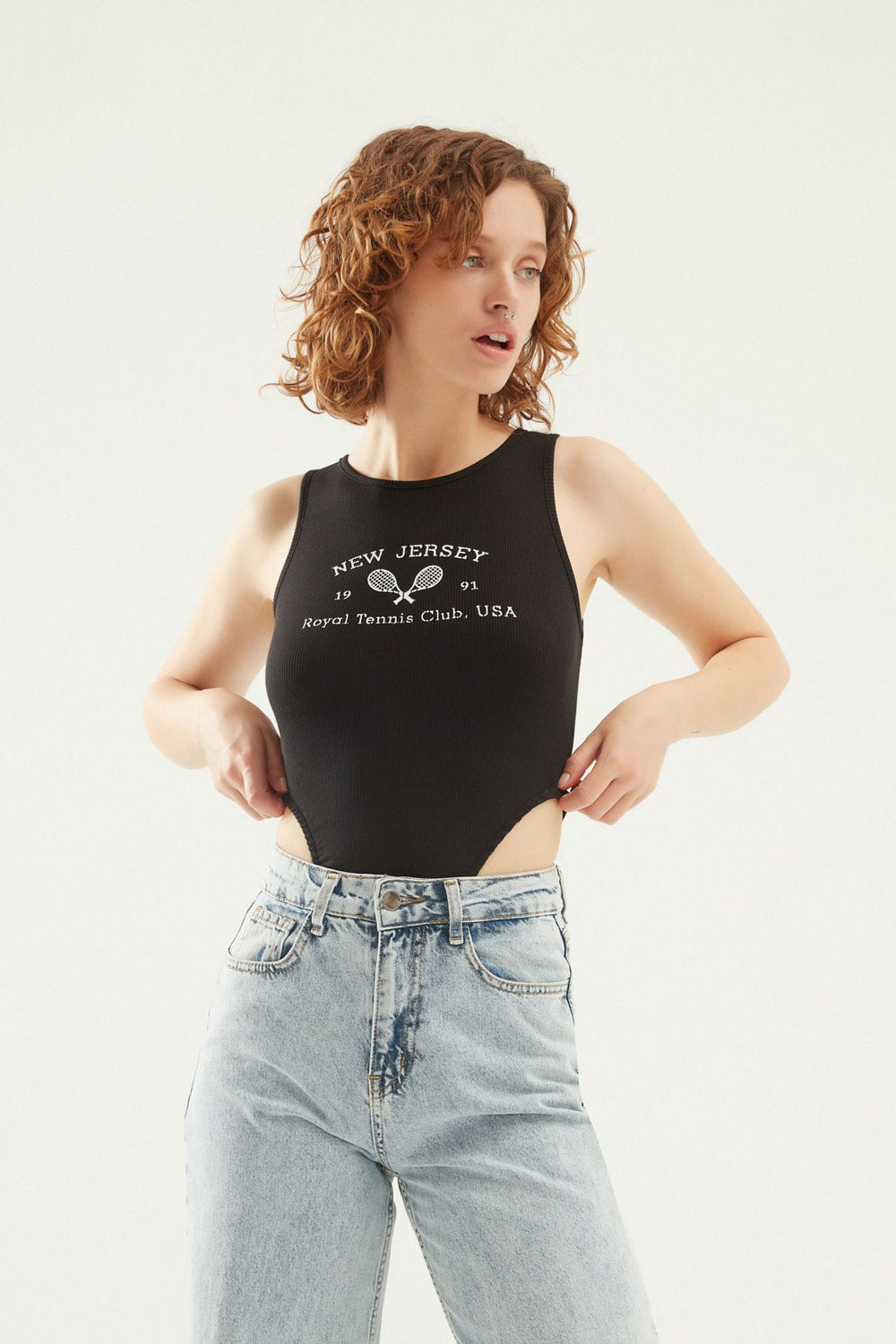 Printed Bodysuit Black