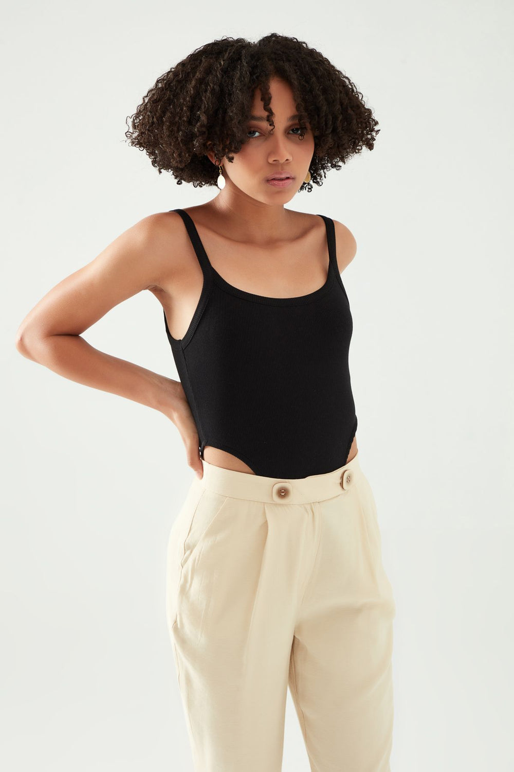 Strap Decollete Bodysuit Black