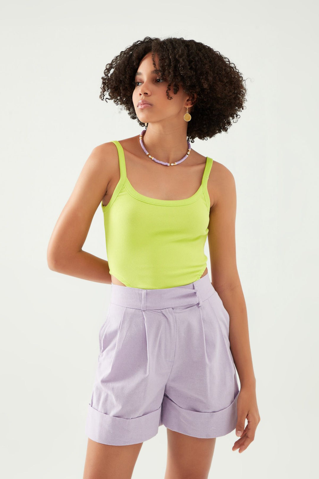 Strap Decollete Bodysuit Green