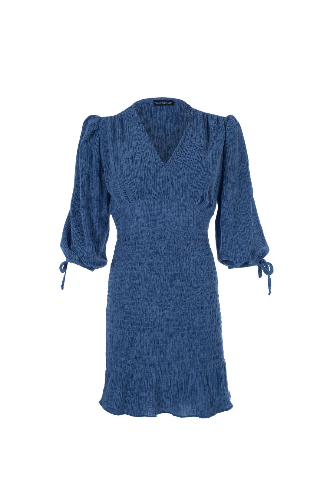 V Neck Gipe Dress Indigo