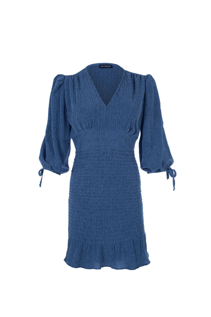 V Neck Gipe Dress Indigo