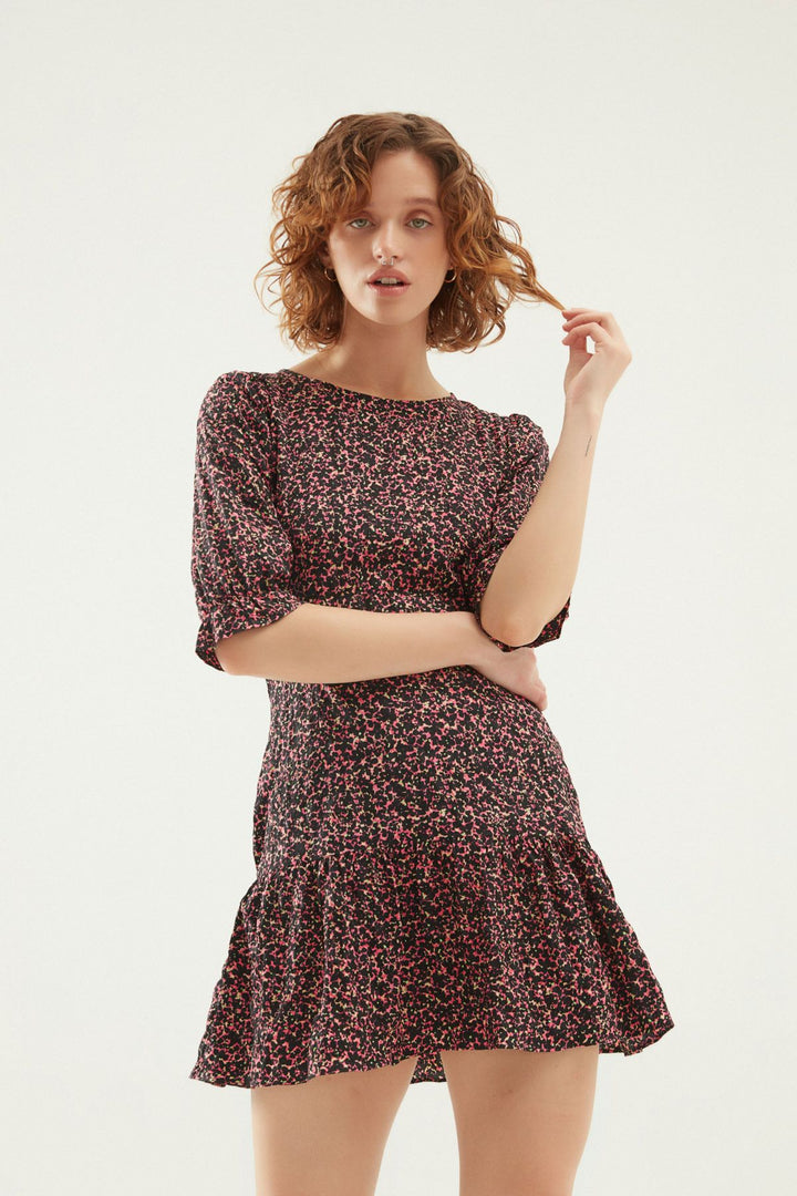 Floral Mini Dress Black