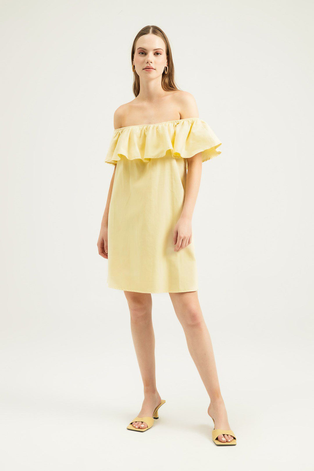Ruffle Mini Dress Light Yellow
