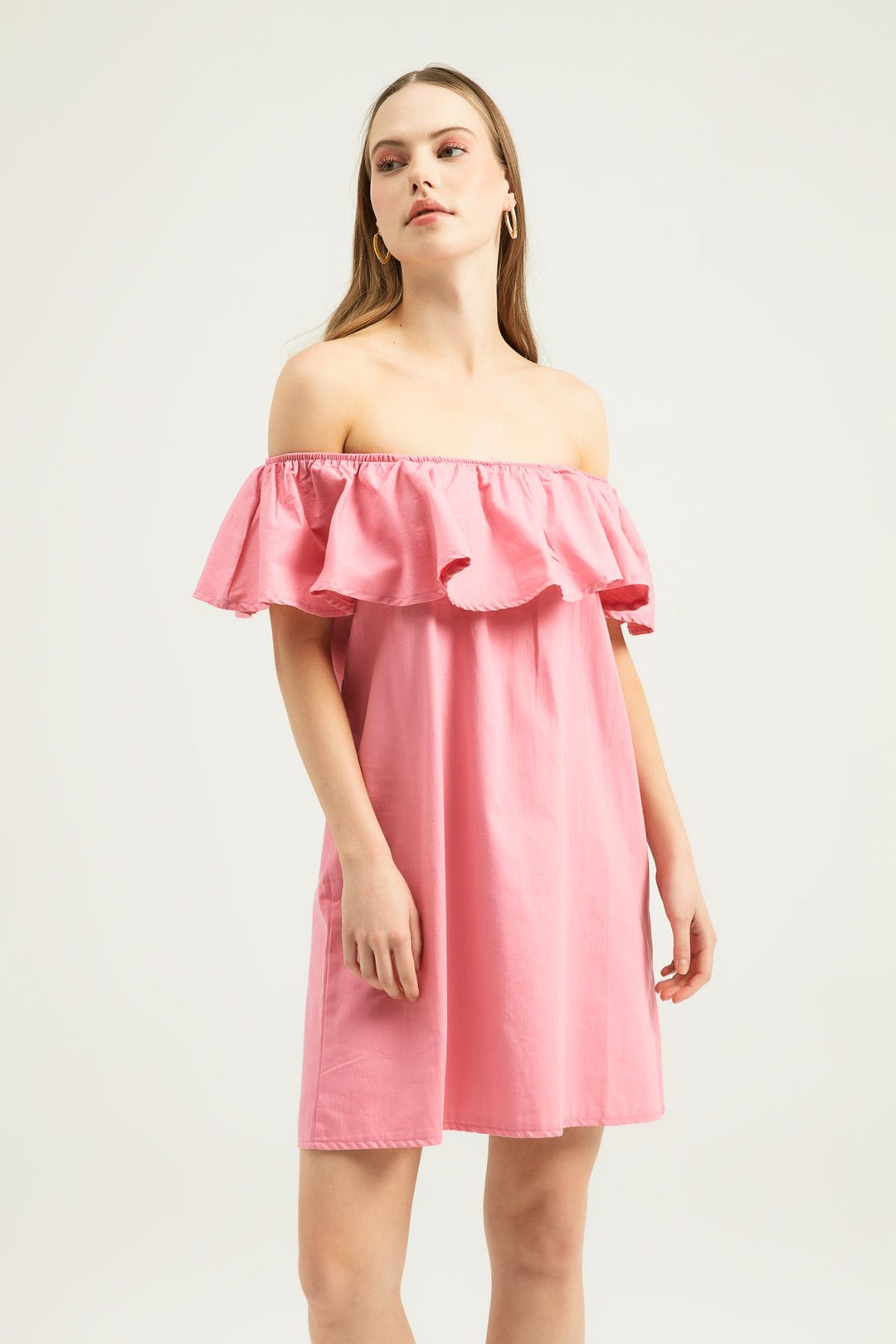 Ruffle Mini Dress Candy Pink
