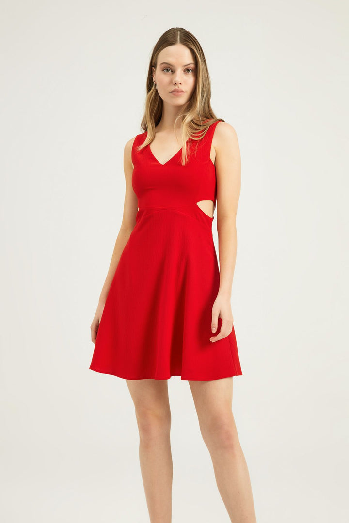 Cut Out Mini Dress Red