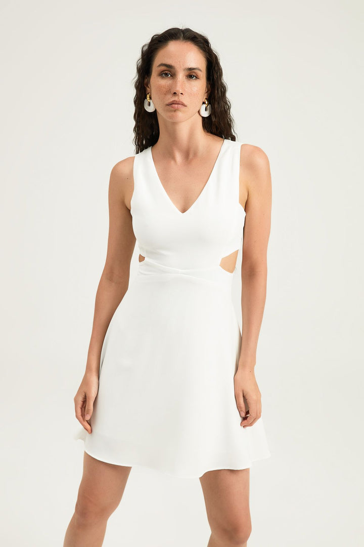 Cut Out Mini Dress White