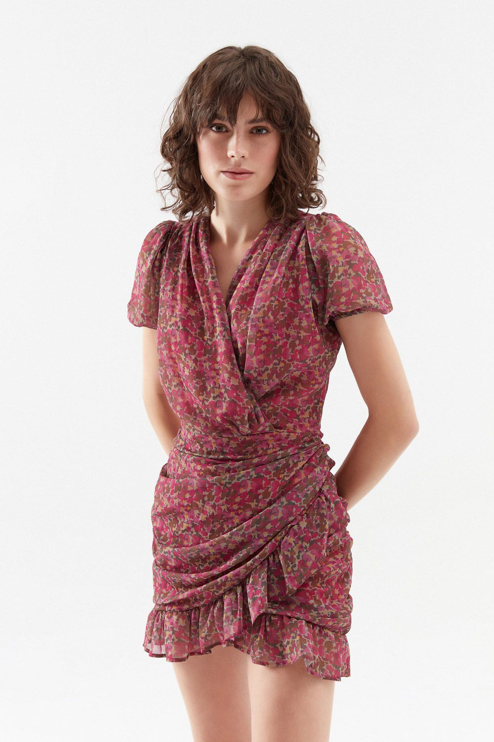 Double Breasted Frilly Dress Orchid