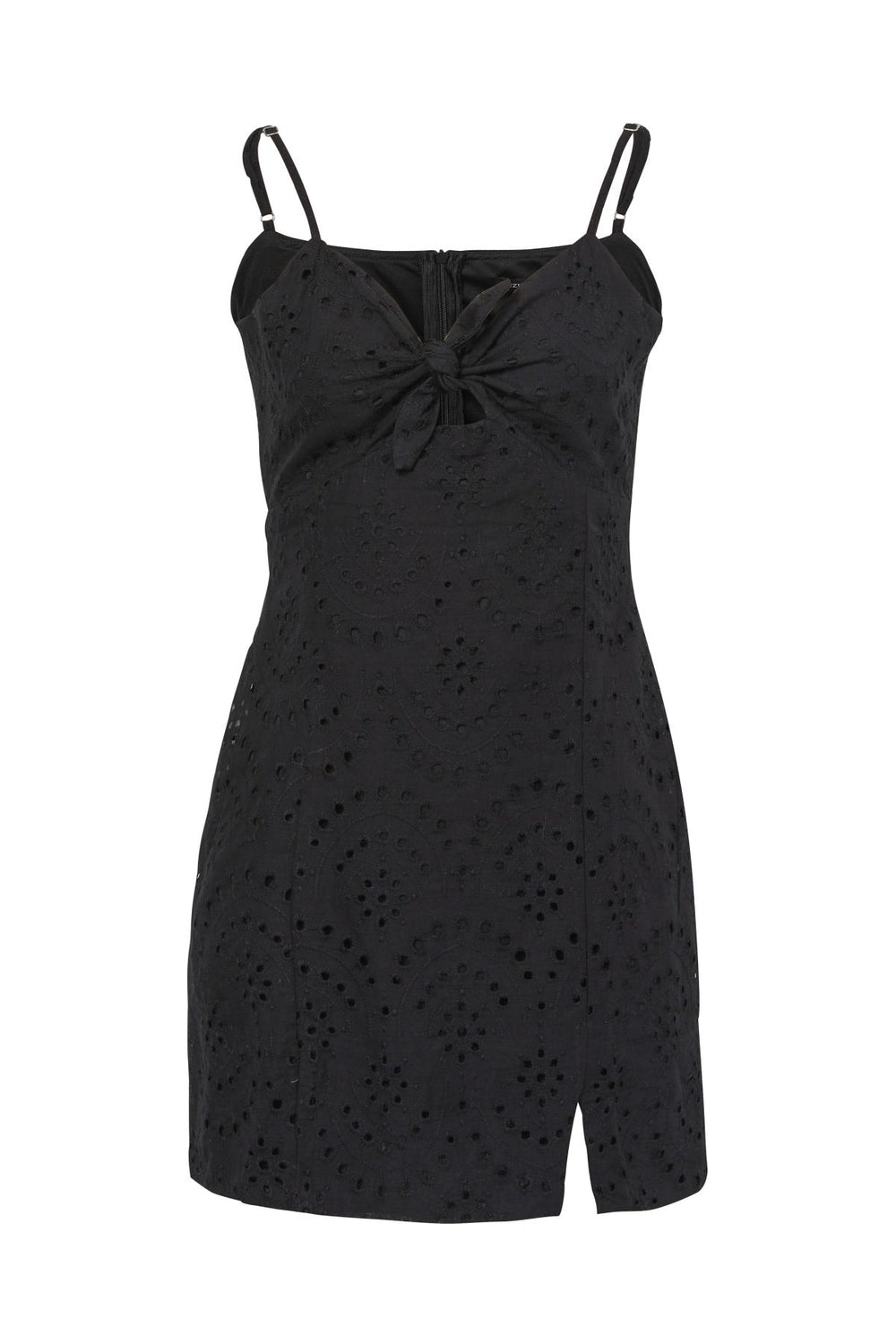 Knot Detailed Strap Mini Dress Black