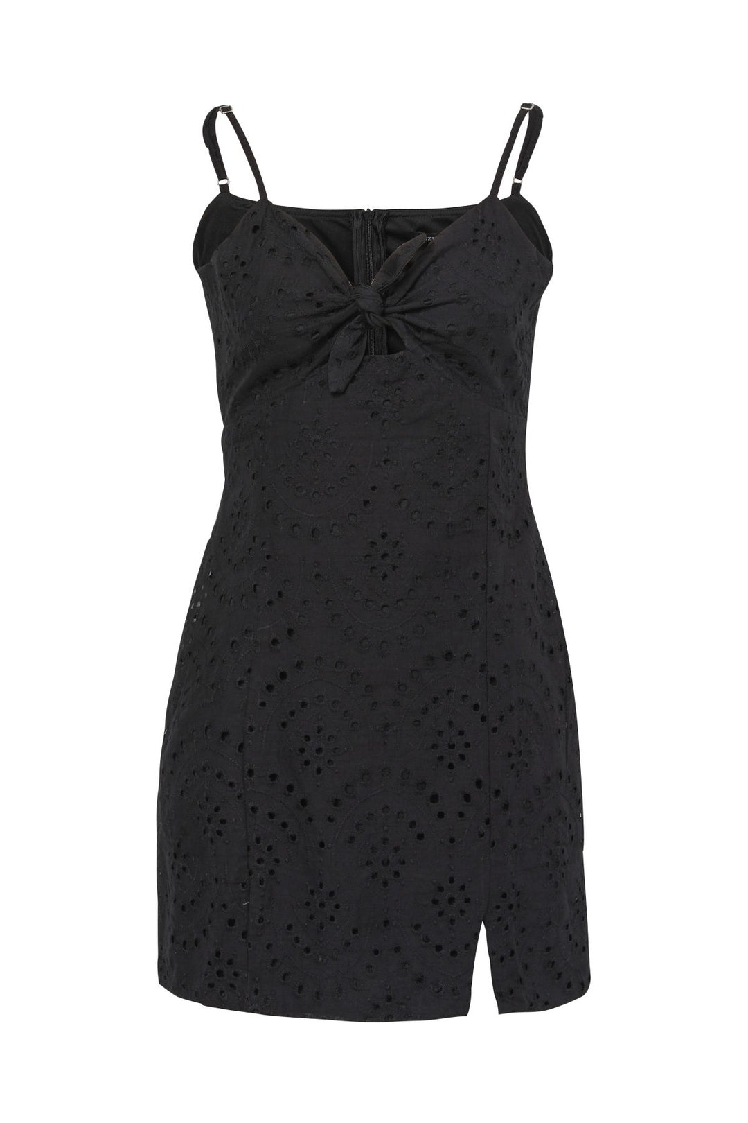 Knot Detailed Strap Mini Dress Black