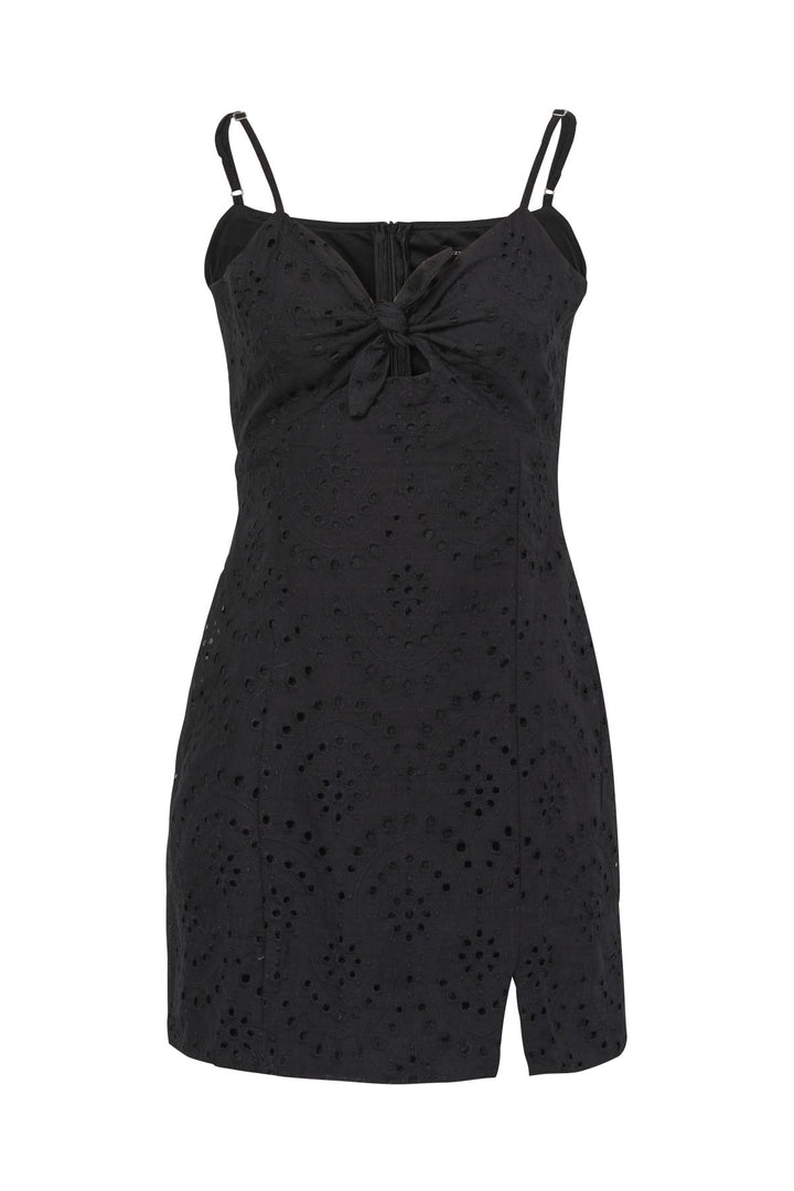 Knot Detailed Strap Mini Dress Black