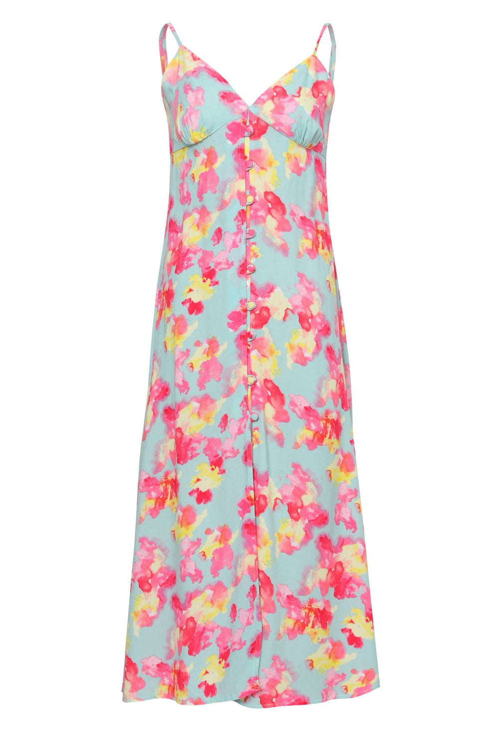 Patterned Buttoned Strap Dress Mint