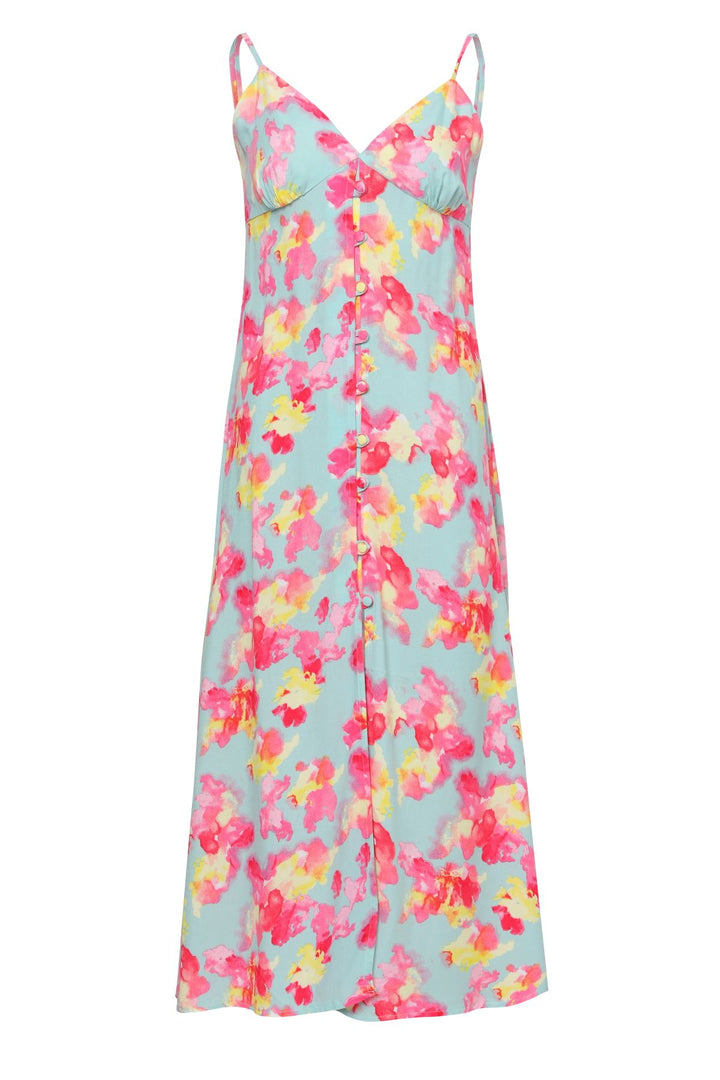 Patterned Buttoned Strap Dress Mint