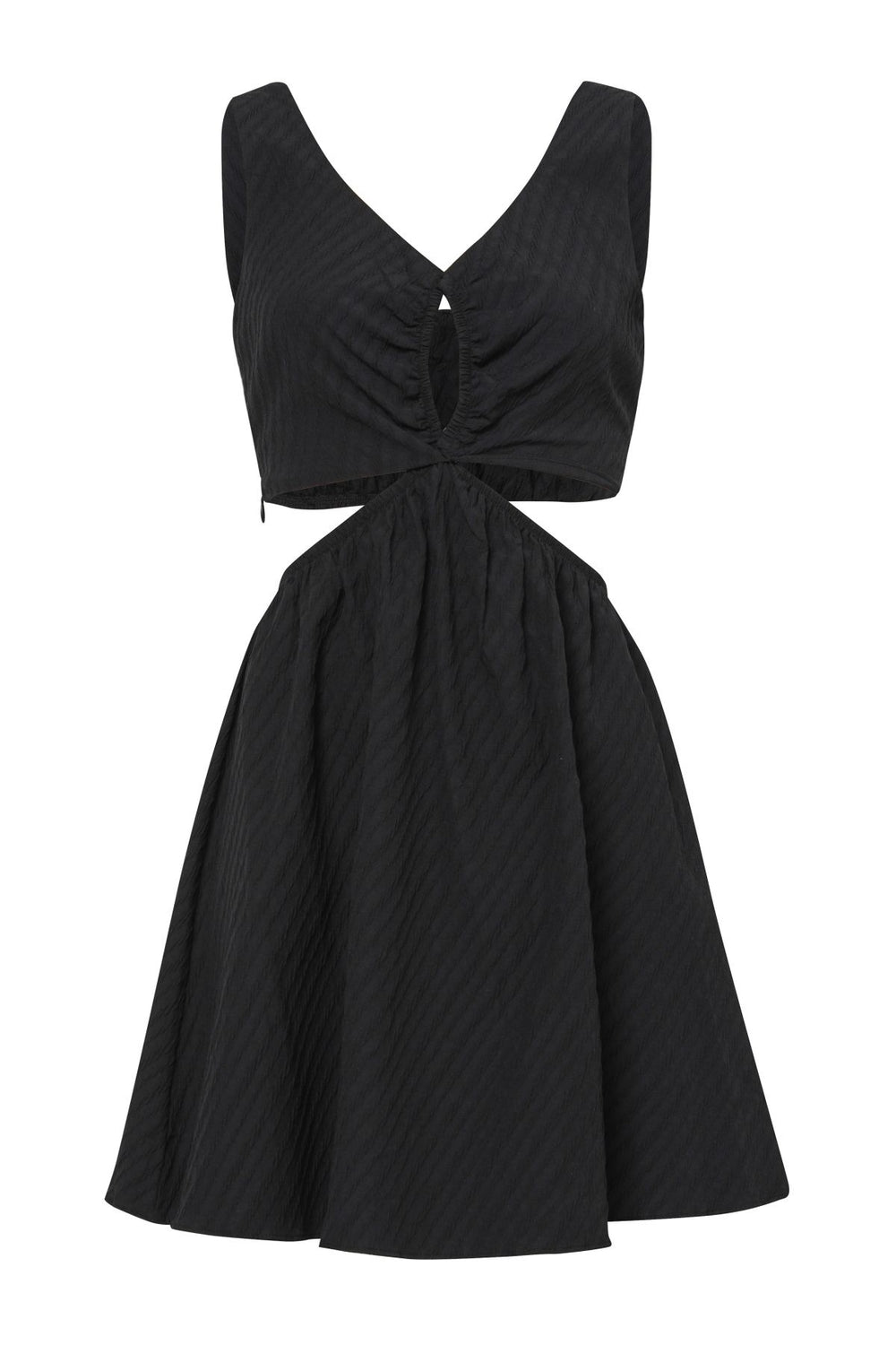 Cut Out V-Neck Dress Black
