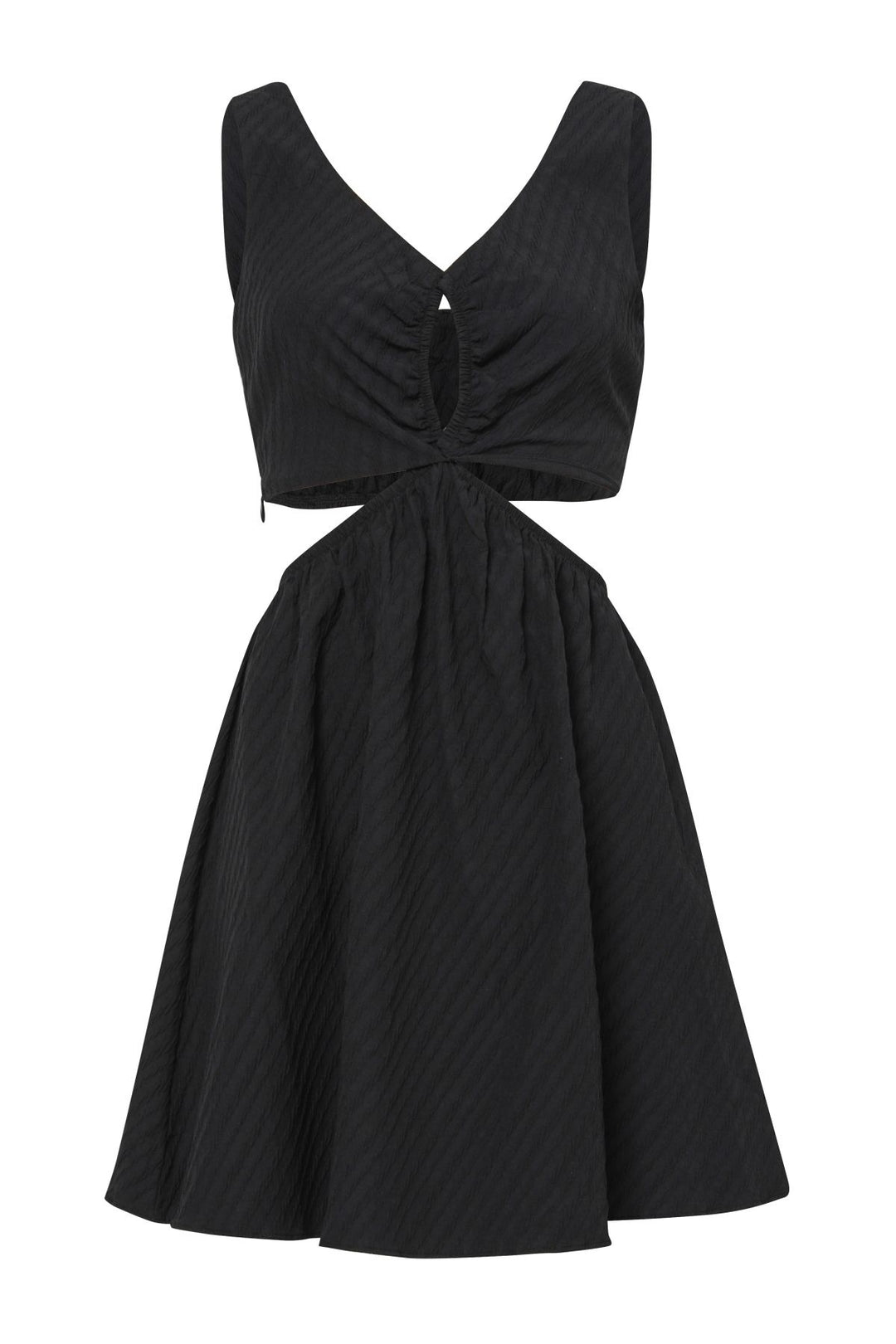 Cut Out V-Neck Dress Black