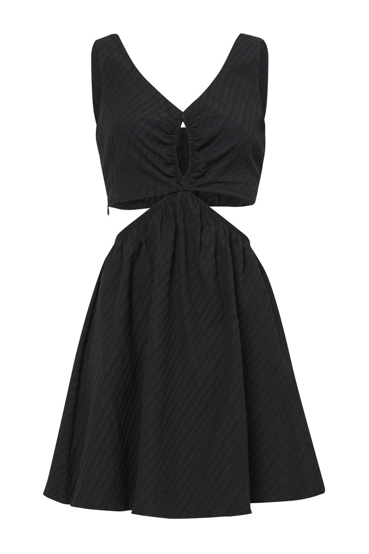Cut Out V-Neck Dress Black