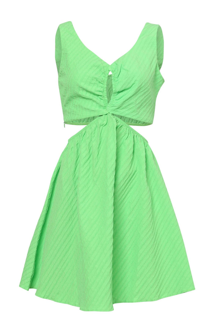 Cut Out V-Neck Dress Green
