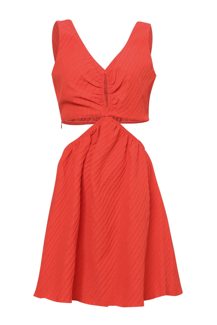 Cut Out V-Neck Dress Orange